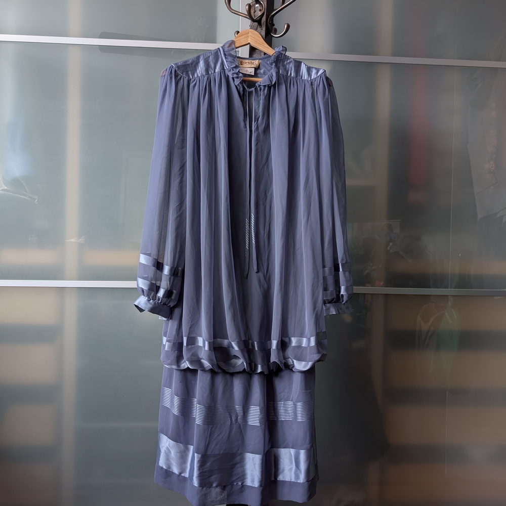📼🇨🇦 Vintage 50s Style Lilac Chiffon Cocktail dress by Ranjy Canada - Medium